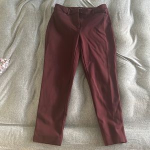 White House Black Market Burgundy ‘The Slim Ankle’ Pant Size 4